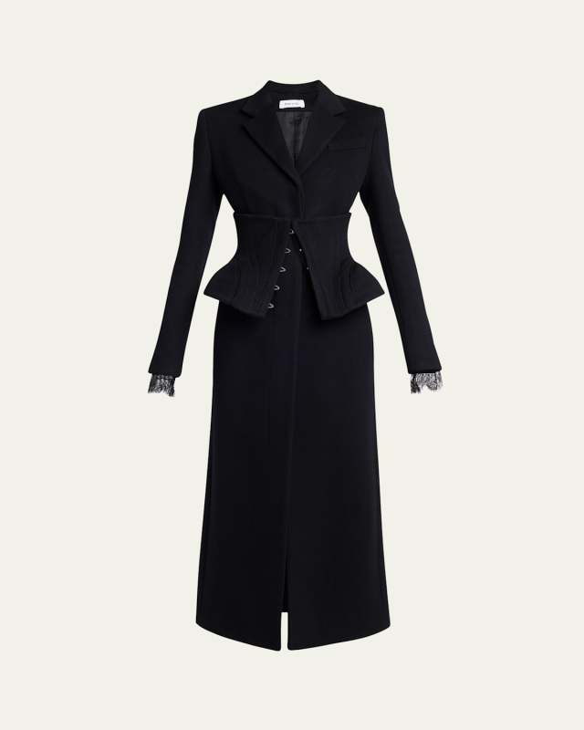 Long Corset Wool-Cashmere Coat